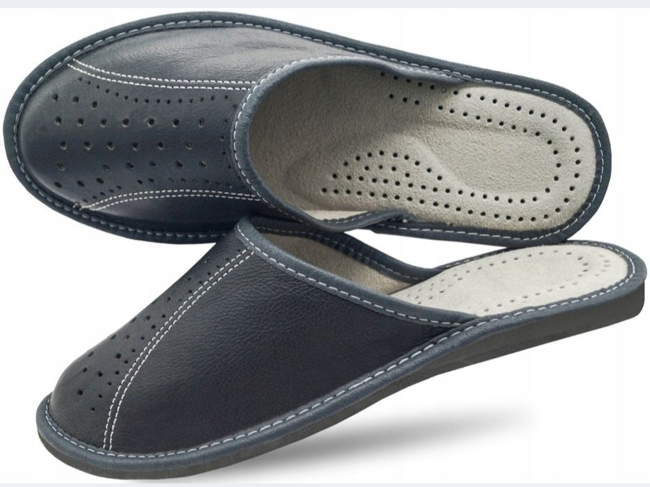 Kapcie łapcie męskie skórzane pantofle klapki polski producent 42 roz