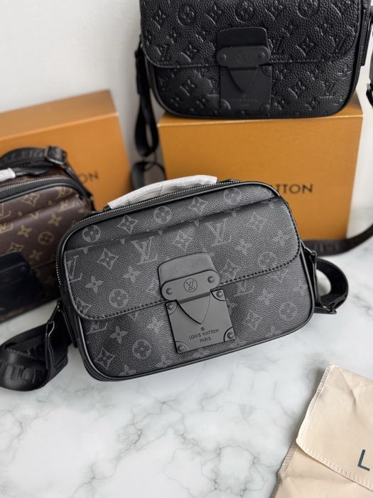 Сумка чоловіча жіноча Louis Vuitton S Lock messenger чорна коричнева