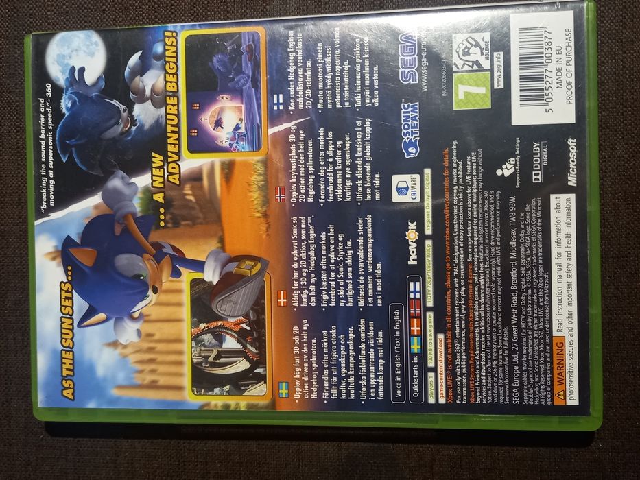 Gra Sonic Unleashed na konsolę xbox 360