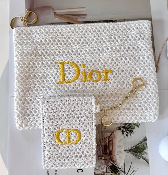 Біла косметичка /клатч Dior Summer Pouch