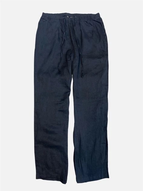Чоловічі льняні штани брюки темно сині H&M