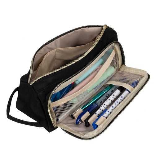 Piórnik czarny do szkoły akcesoria do szkoły