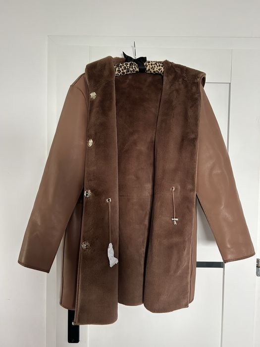 Futerko z kapturem kurtka roz.XXL czekoladowe