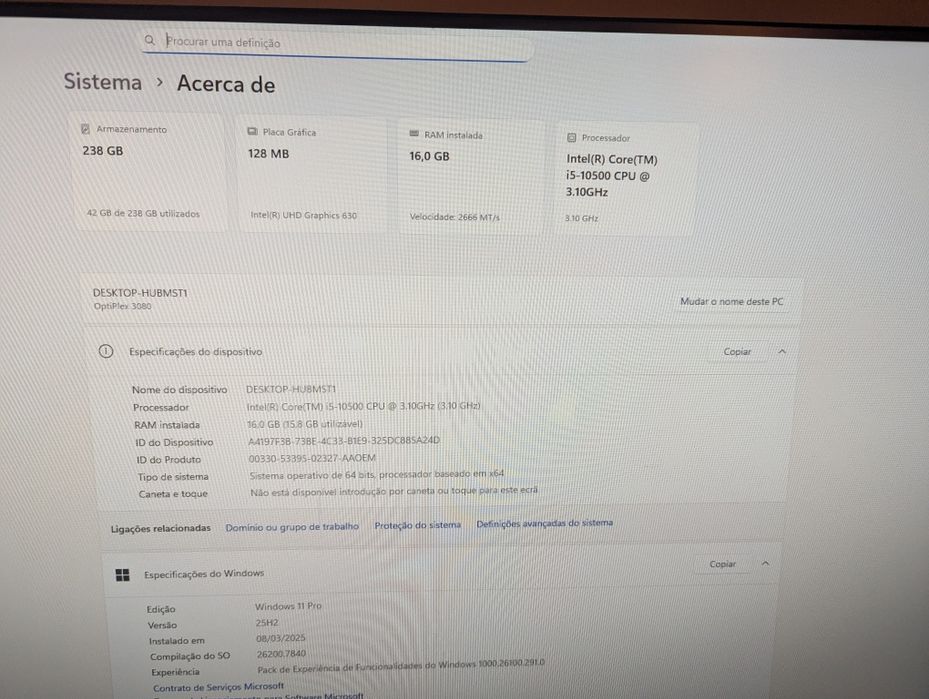 Dell Optiplex 3080 SFF - i5-10500 @3.1GHz 16GB nVME256GB