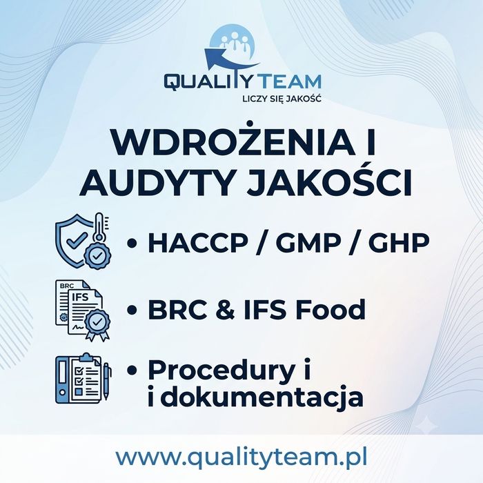Wdrożenia HACCP, GMP/GHP, BRC, IFS | Odbiór Sanepid Weterynaria
