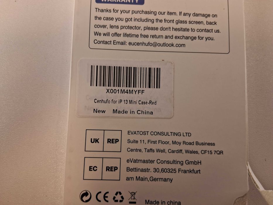 E287 Cenhufuo Etui Czerwone Z Wbudowanym Szkłem Do iPhone 13 Mini