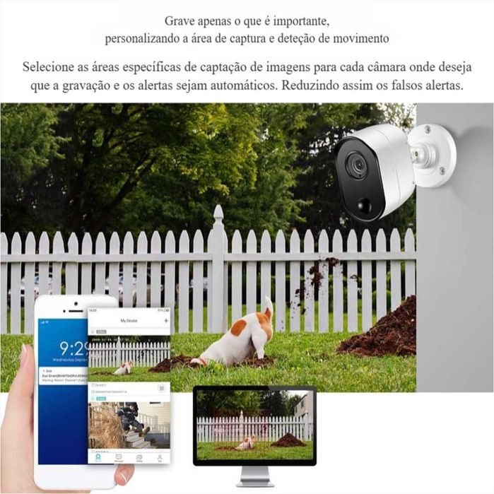 Kit Camaras Videovigilância 4 Câmaras Exterior Full HD 1080P + DVR 8 Canais PIR - NOVAS
