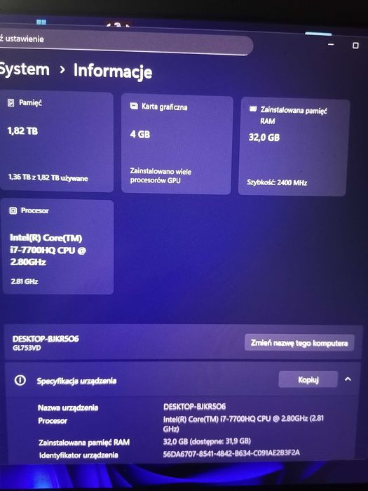 Asus ROG Strix GL753VD /i7-7700HQ /32GB /SSD 500GB