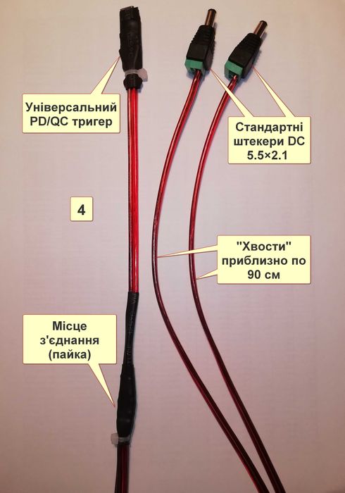 Правильний кабель для роутера та оптичного терміналу (PD/QC тригер)
