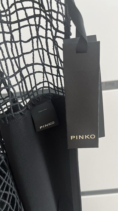 Kombinezon Pinko boho Czarny chwosty ażurowa góra