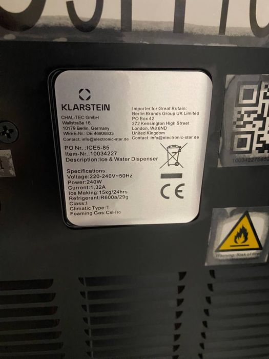 Льодогенератор з Німеччини Klarstein Eiszeit Crush 10034227