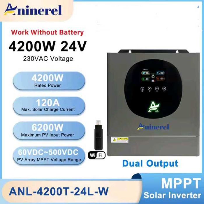 Гібридний інвертор Aninerel 4.2kw 24V Pro. Гібридний інвертор 24в 4.2 квт.