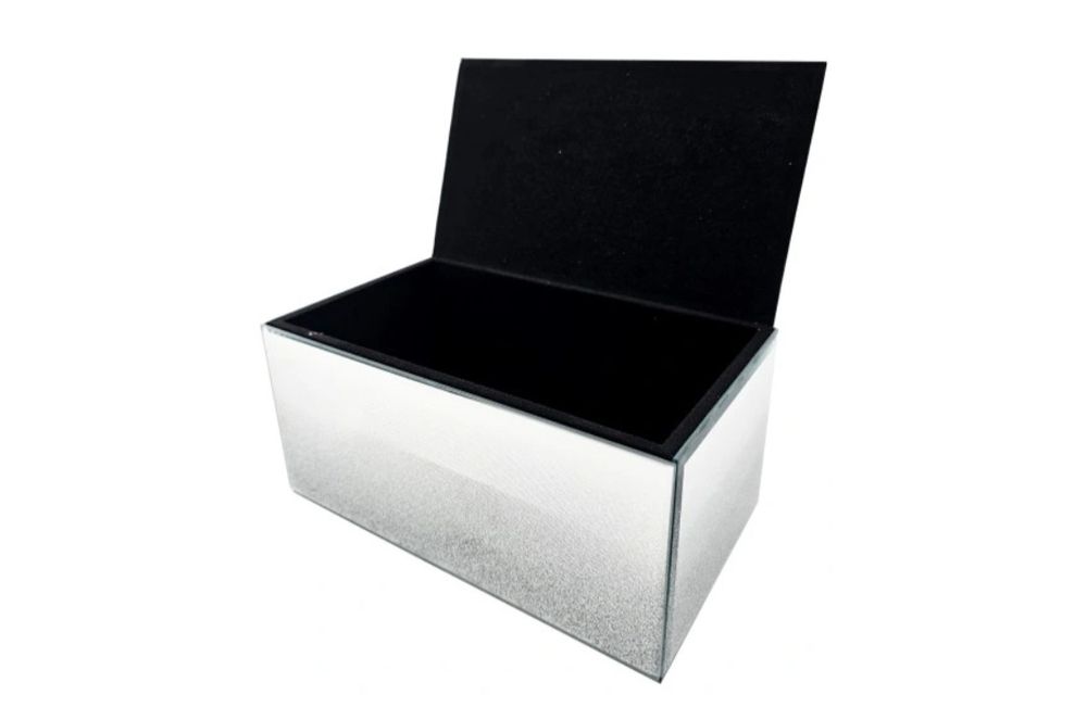 Chustecznik lustrzany brokat pojemnik Glamour piórko 22 x 13 x 11 cm