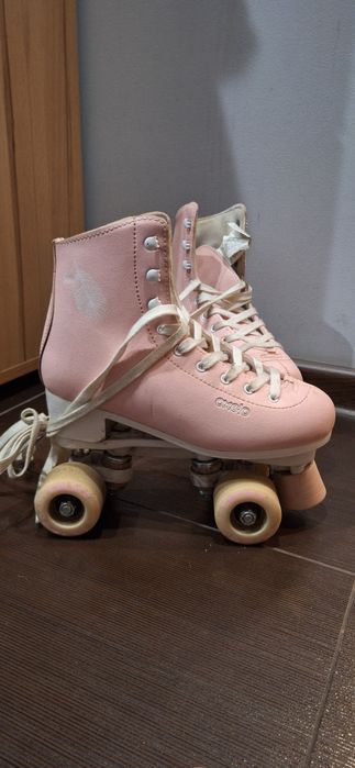 Wrotki Oxelo pudrowy róż- rozmiar 37