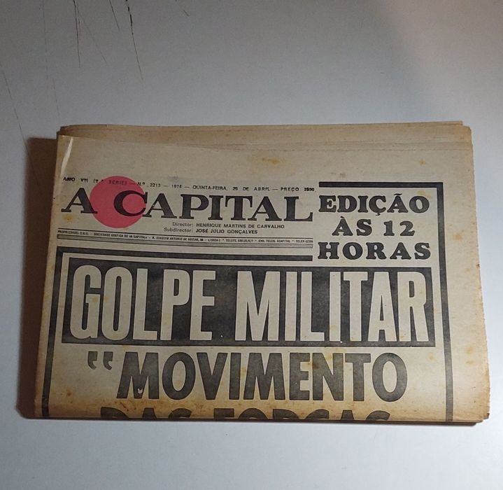 Jornal A Capital 25 de Abril 1974 - 1ª edição (12 Horas) - Muito Raro