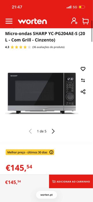 Micro ondas Sharp 20 Litros