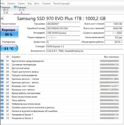 M.2 SSD Samsung 970 evo plus 1tb 99%
