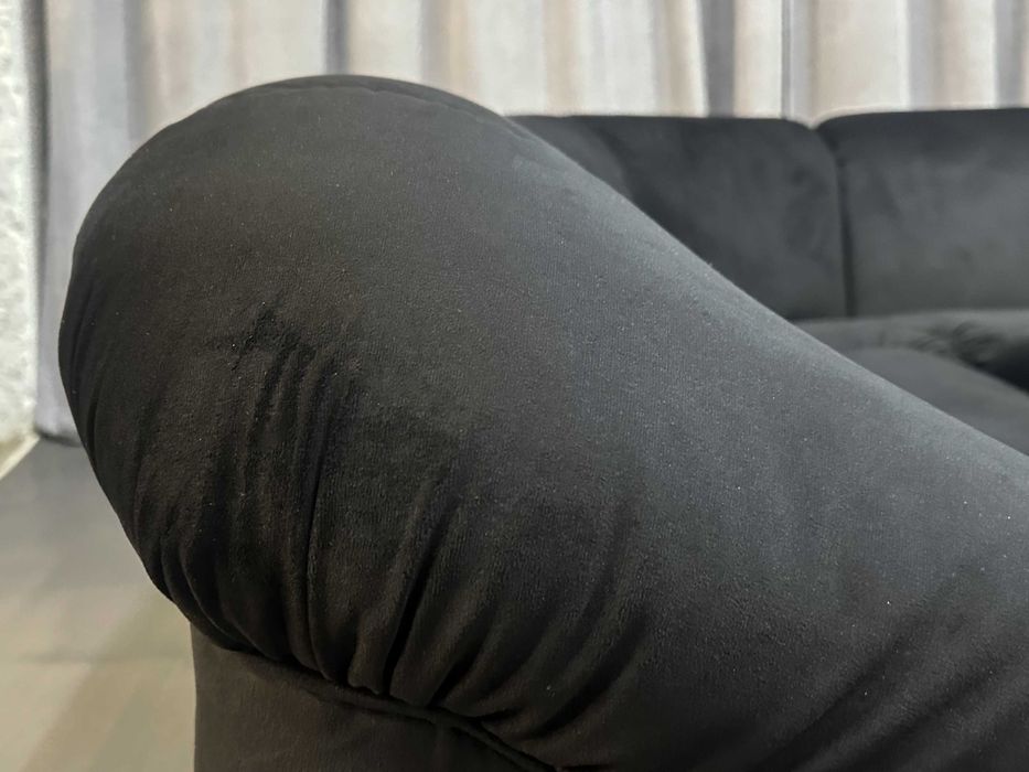 Чорний кутовий велюровий м'який диван/кутові дивани/меблі з Європи
