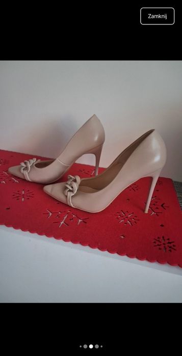 Szpilki beżowe eleganckie weselne nowe r 38