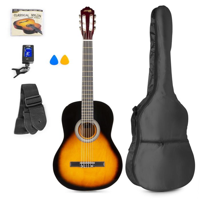 Zestaw Gitara Klasyczna MAX Podpalana + pokrowiec i akcesoria