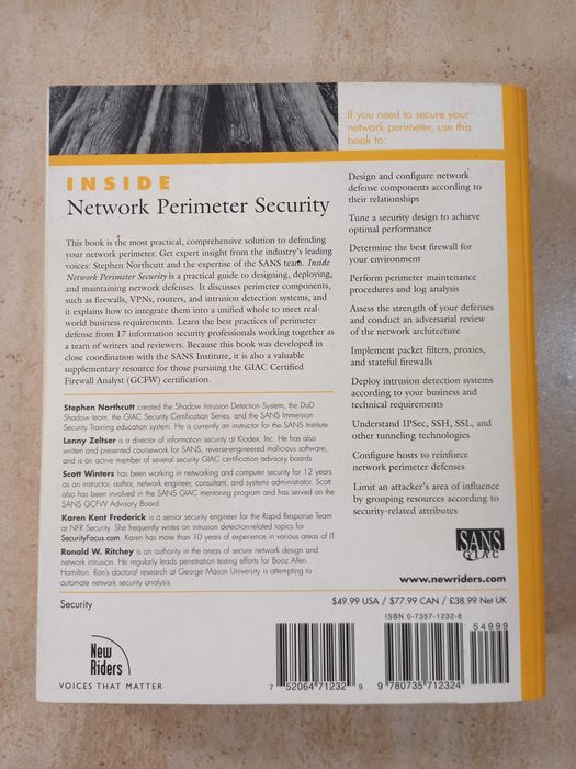 Inside Network Perimeter Security, Northcutt, Stephen, zeltser, others64283777820418121
