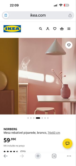 Mesa rebativel Ikea 74x60