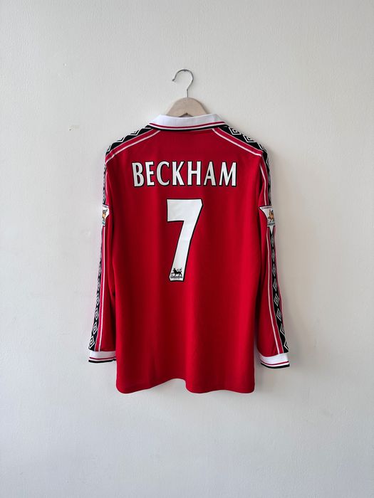 Футбольна футболка beckham #7 manchester united 1999 champions