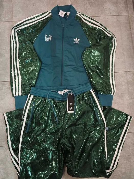 Korn - Bluza i spodnie - zielony dres Adidas - Rozmiar S - Nowy!