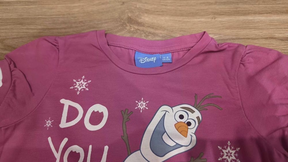 2 bluzeczki i piżamka Elsa i Olaf Kraina Lodu r.104 stan bdb