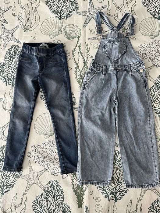 Jeansy ogrodniczki 110 zestaw