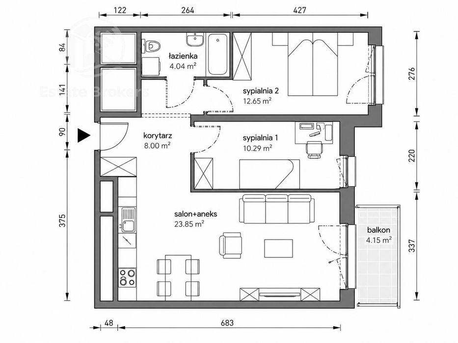 3 pokoje / stan deweloperski/ balkon