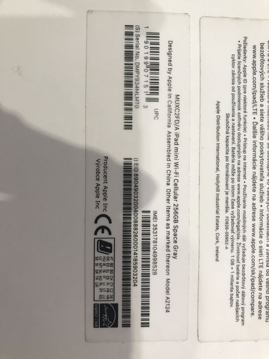 iPad mini 5, 256GB, wi-fi LTE Space Gray
