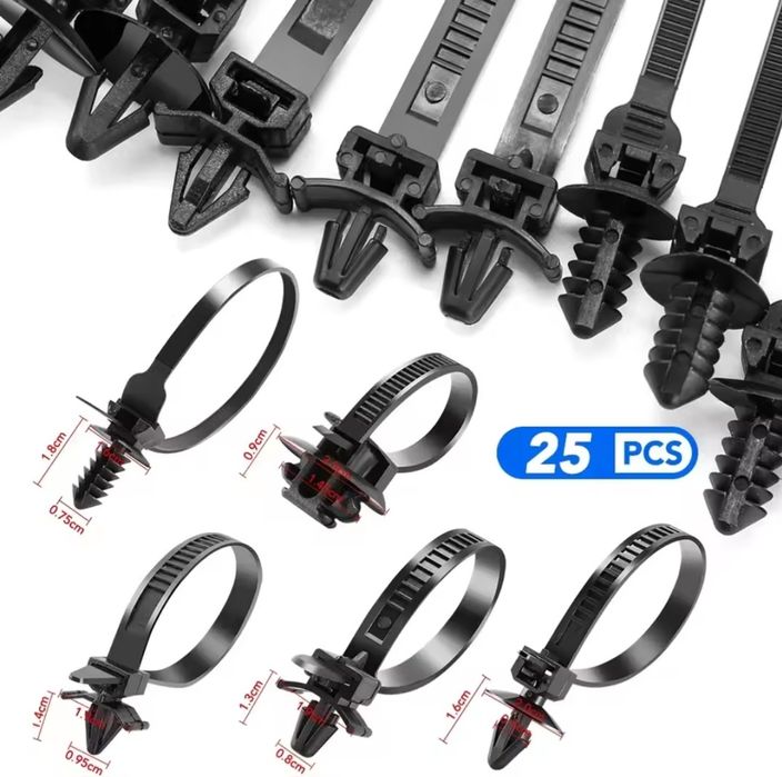 25 Abraçadeiras para fiação de cabo de carro (Artigo Novo)
