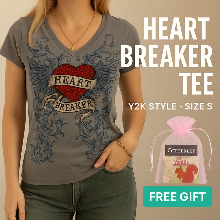 Koszulka Ed Hardy“Heart Breaker” w stylu Y2K – 100% bawełna, rozmiar S