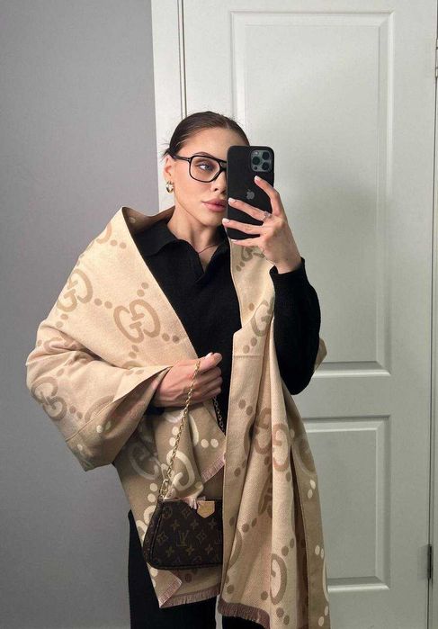 Кашеміровий двоколірний шарф Gucci