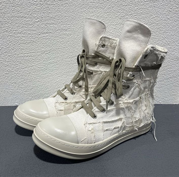 Rick Owens Ramones Distressed,высокие рамоны,рик овенс геобаскет