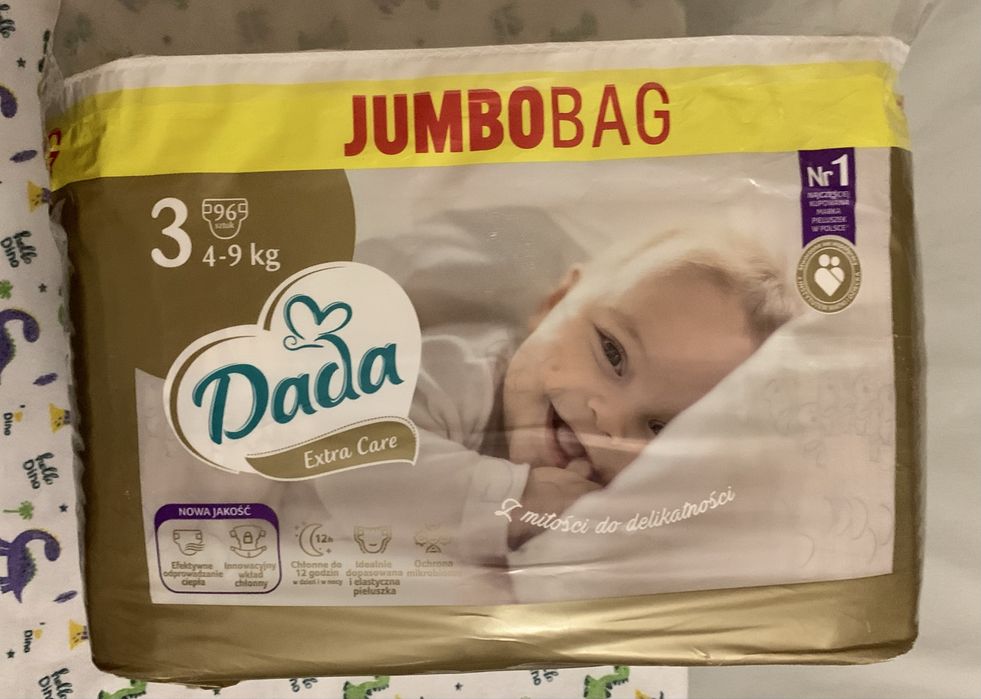 Польскі підгузники 96 шт Dada Extra Care 3 MIDI 4-9 кг JUMBO BAG