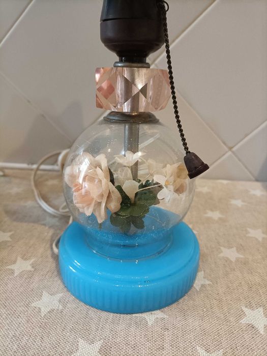 Vintage 60's Par Candeeiros Vidro Azul Opalino