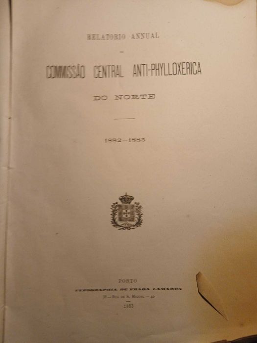 Relatorio da Comissão Central Anti Phylloxerica do norte 1883