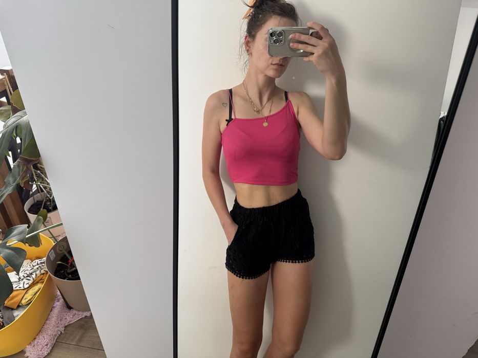 Bluzeczka top crop różowy prążek