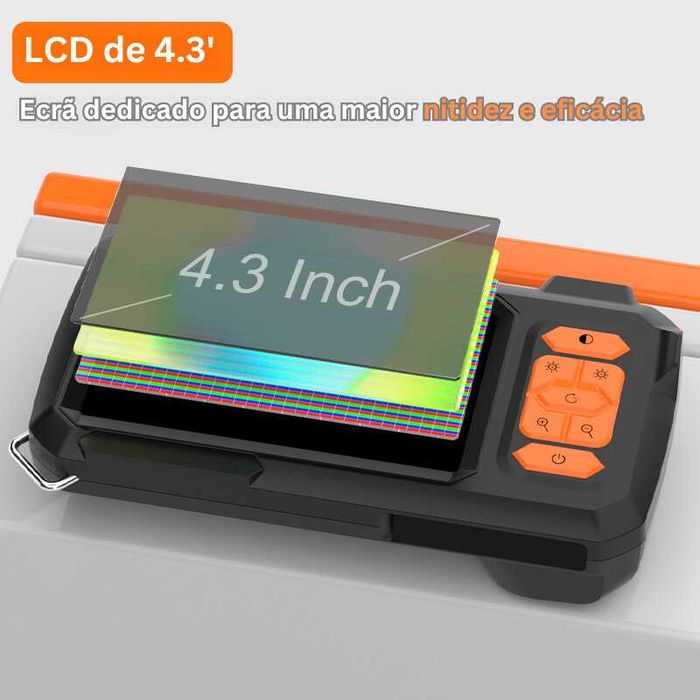 Camera de inspeção 100M com monitor LCD cabo semi rigido USB bateria