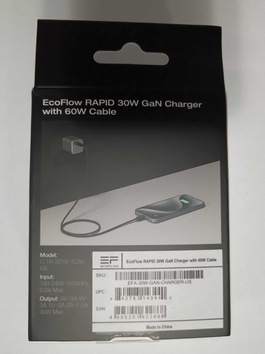 Новий зарядний пристрій EcoFlow RAPID 30W US + кабель 60W + подарунок