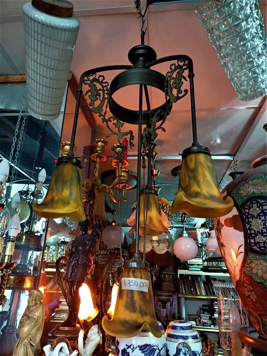 Art Nouveau Lamp with 4 Light Bulbs