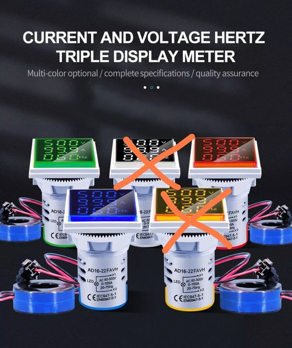 Амперметр Вольтметр Частота тока индикатор напряжения. 100 А, 60-500B