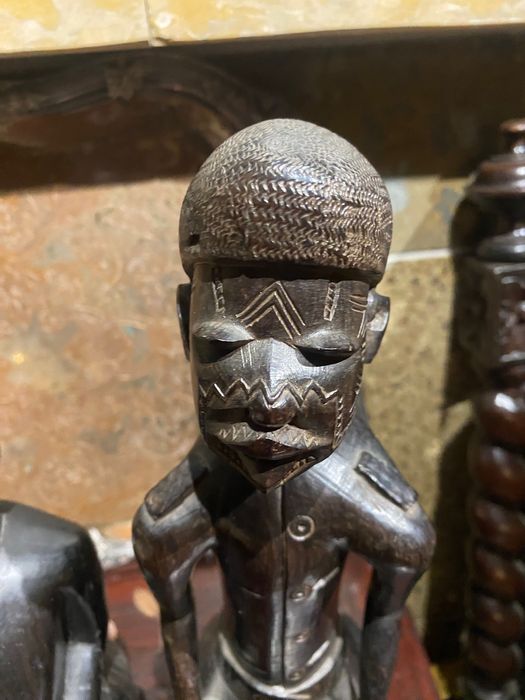 Casal Busto Maconde Moçambique 32 cm Anos 60