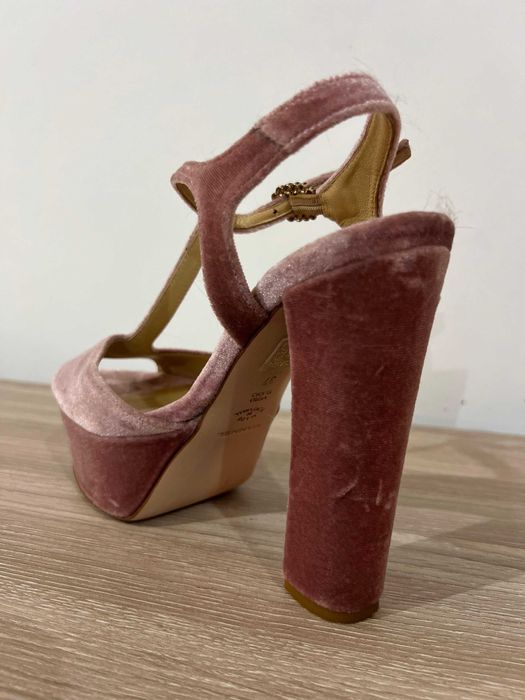 Sandália Vannel Rosa em Pele e Camurça