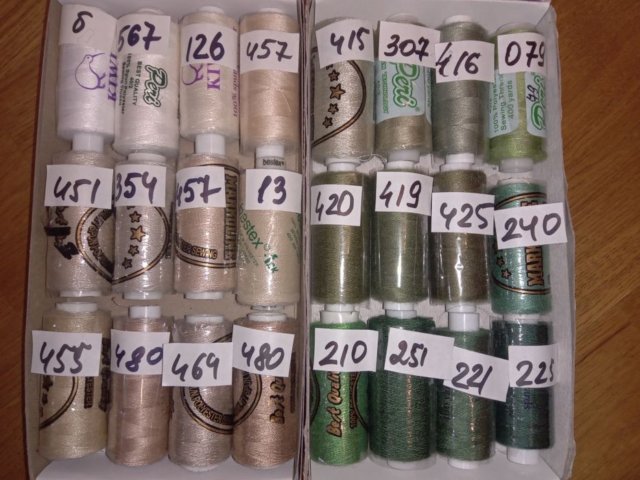 Швейные нитки фирм peri, kivi, mh намотка по 400 ярдов по 10 грн