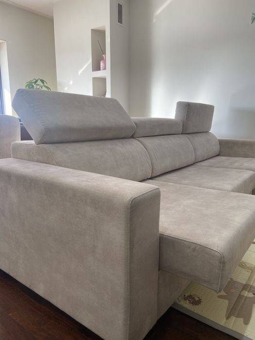 Sofa chaise long com encostos e assentos regulaveis - beje