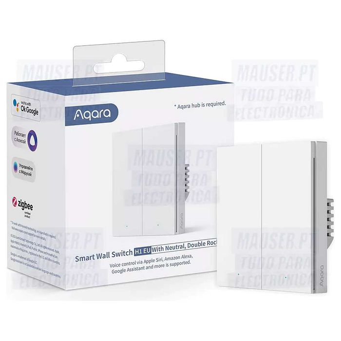 Interruptor duplo Aqara H1 EU c/ Neutro (Zigbee)