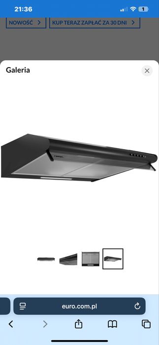 Okap podszafkowy nowy SREBRNY NIE CZARNY